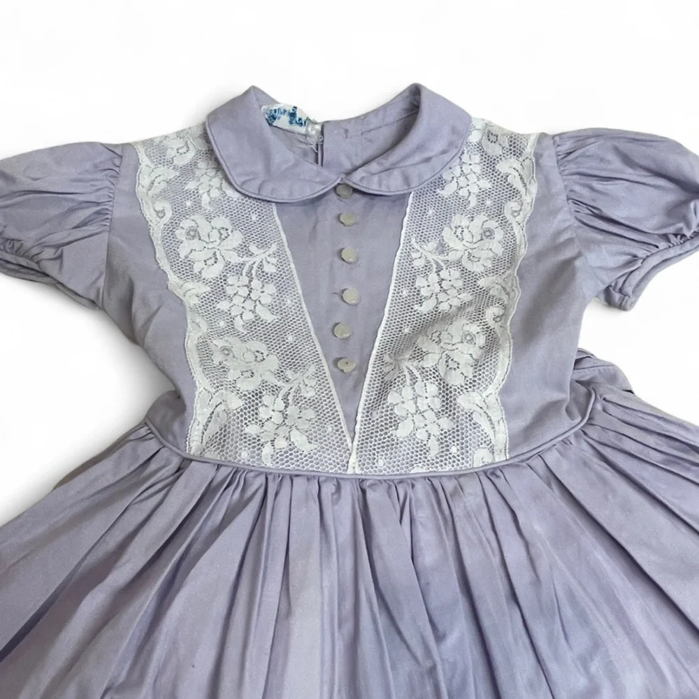 Vintage Wee Togs Lavender Lace Peter Pan Collar‎ Dress Size 3 Cottagecore